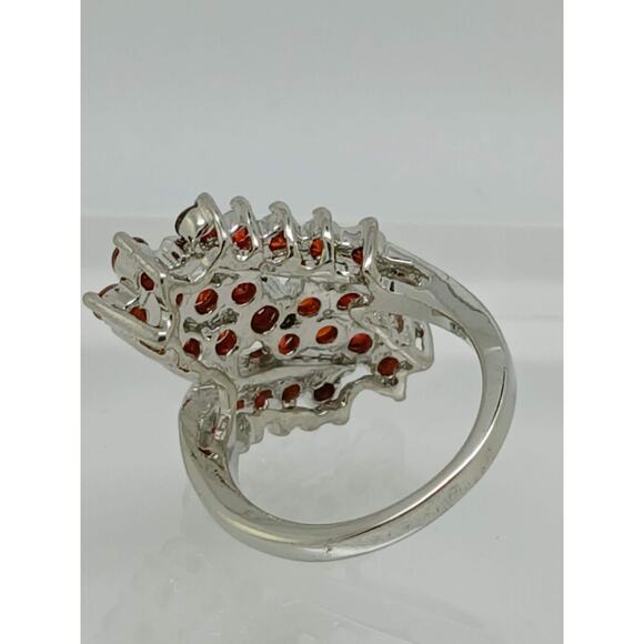 3.8CT Vintage Gold Plated Orange Sim Diamond CZ Cocktail Statement Ring Size 7 - Picture 5 of 10